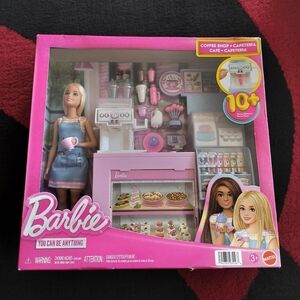 Barbie Coffee Shop Playset With Barista Doll, Working Coffee Maker 10+ Accessory